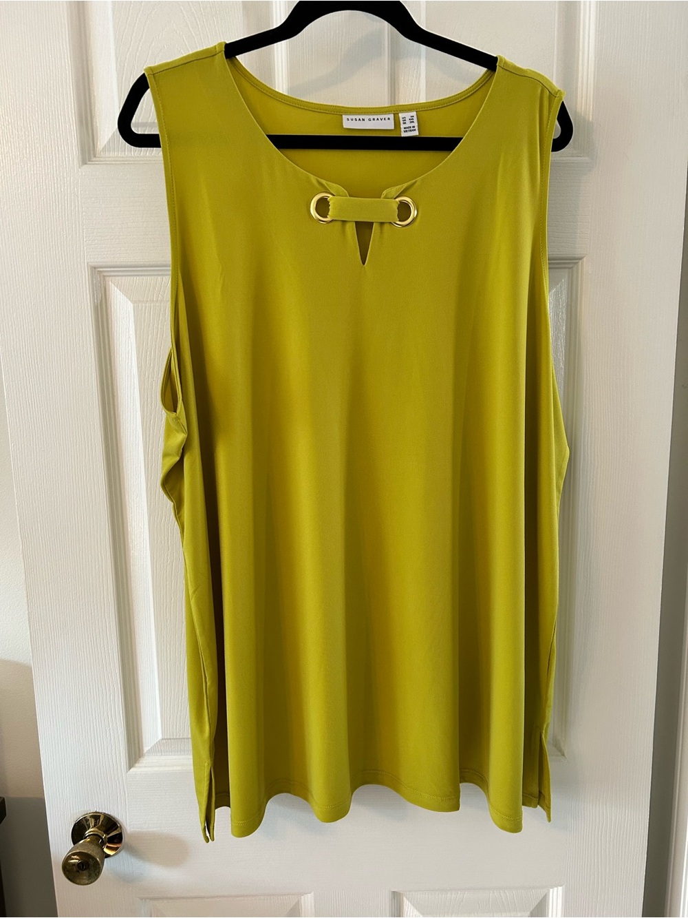 Susan Graver Olive Green Sleeveless Tank with Ring Detail
